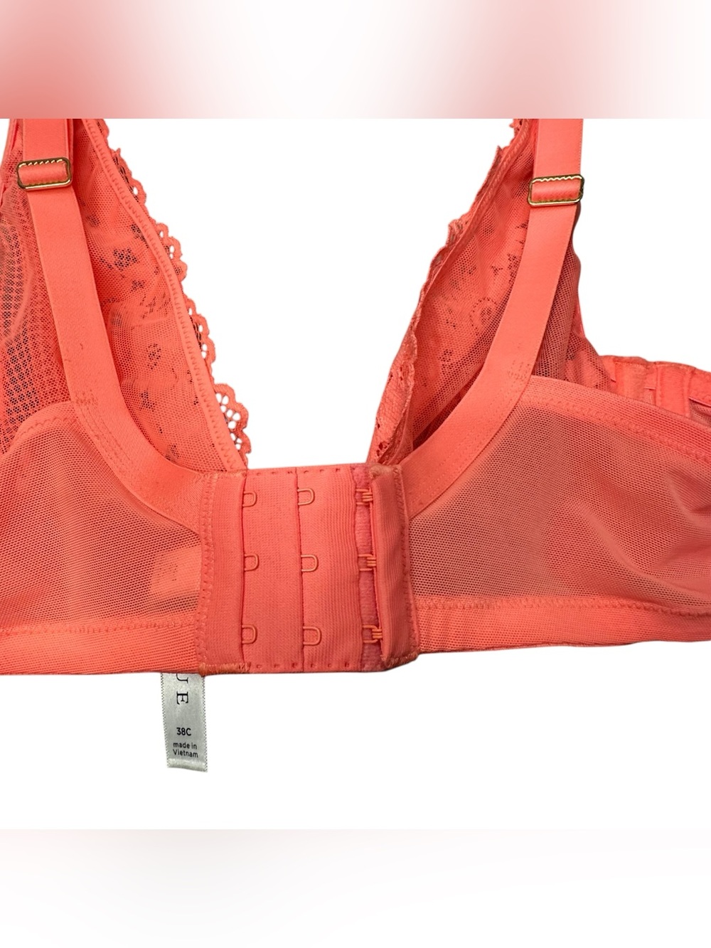 Cacique 38C Coral Lace Underwire Bra Floral Lace Balconette - Picture 8 of 11